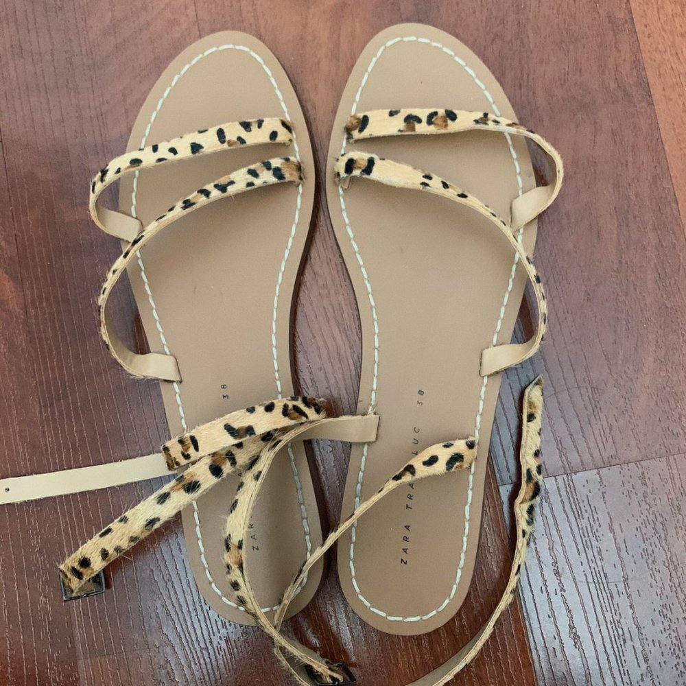 Zara Leopard Wrap-Up Sandals